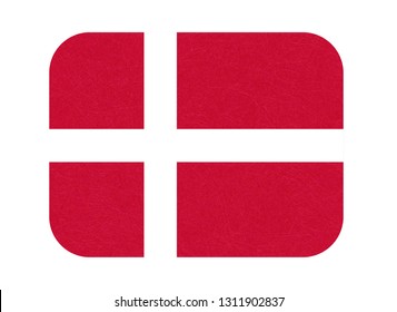 Flag of Denmark, Scandinavian northern country. Isolated Danish banner with scratched texture, grunge. Flat style, vector with noise, marble textured background. Horizontal orientation.