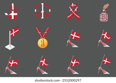 Flag of Denmark Set, Original and simple Denmark flag Bundle, vector illustration of Denmark flag Collection
