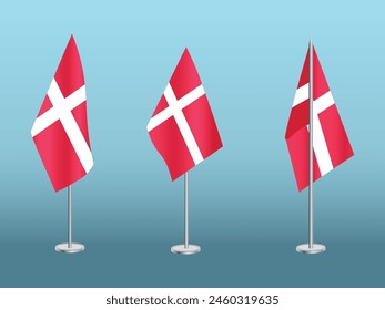 Flag of Denmark with silver pole