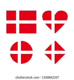 Flag of Denmark. Symbol of Denmark. Vector Danish flag. Kingdom of Denmark.
