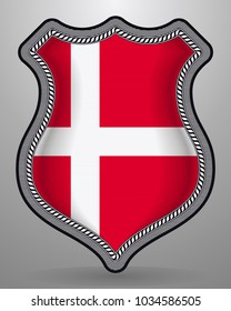 Flag of Denmark. Vector Badge and Icon with Central Glossy National Symbol