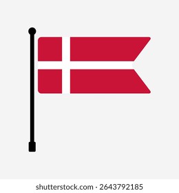 Bandeira da Dinamarca. Dinamarca bandeira vetor ilustração ícone design. Ícone do sinalizador de polo.