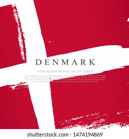 Flag of Denmark. Vector illustration on a white background. Brush strokes are drawn by hand. Independence Day.