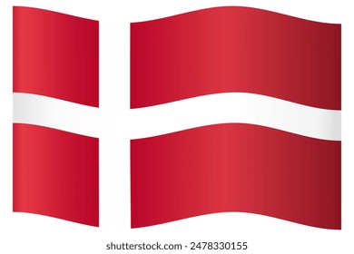 Flag of Denmark waving 3d gradient background banner element isolated on white background vector illustration.