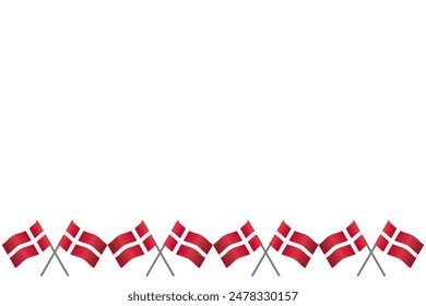 Flag of Denmark waving 3d gradient background banner element isolated on white background vector illustration.