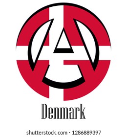 Flag of Denmark of the world in the form of a sign of anarchy, which stands for freedom and equality of people.