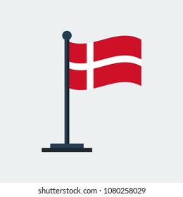 Flag Of Denmark.Flag Stand On White Background. Vector Design
