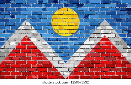 Flag of Denver on a brick wall - Illustration, 
The flag of the state of Denver on brick background