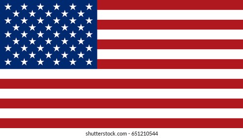 Flag design. American flag on the white background, isolated flat layout for your designs. Vector illustration.