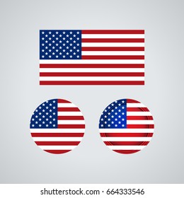 Flag design. American flag set. Isolated template for your designs. Vector illustration.
