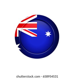 Flag design. Australian flag on the round button. Isolated template for your designs. Vector illustration.