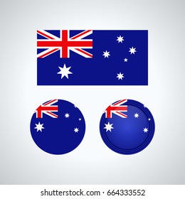 Flag design. Australian flag set. Isolated template for your designs. Vector illustration.