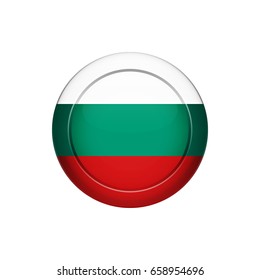 Flag design. Bulgarian flag on the round button. Isolated template for your designs. Vector illustration.