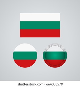Flag design. Bulgarian flag set. Isolated template for your designs. Vector illustration.