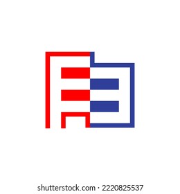 flag design by combining the letters ee which resembles the american flag in terms of color
