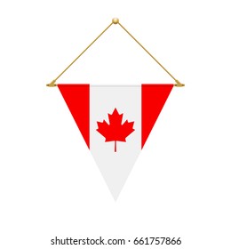 Flag design. Canadian triangle flag hanging. Isolated template for your designs. Vector illustration.