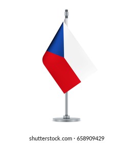 Flag design. Czech flag hanging on the metallic pole. Isolated template for your designs. Vector illustration.
