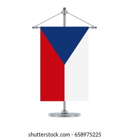 Flag design. Czech flag on the metallic cross pole. Isolated template for your designs. Vector illustration.