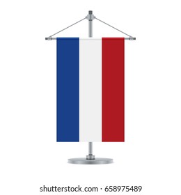 Flag design. Dutch flag on the metallic cross pole. Isolated template for your designs. Vector illustration.