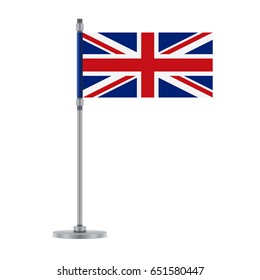 Flag design. English flag on a metal pole. Isolated image for your design. Vector illustration.