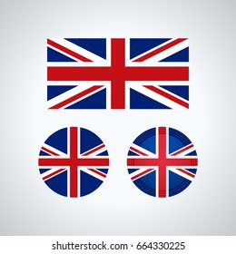 Flag design. English flag set. Isolated template for your designs. Vector illustration.