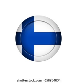 Flag design. Finnish flag on the round button. Isolated template for your designs. Vector illustration.