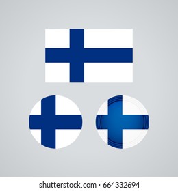 Flag design. Finnish flag set. Isolated template for your designs. Vector illustration.
