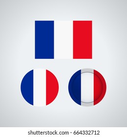 Flag design. French flag set. Isolated template for your designs. Vector illustration.