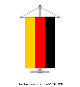 Flag design. German flag on the cross metallic pole. Isolated template for your designs. Vector illustration.