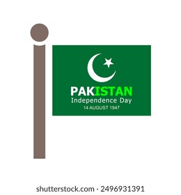 Día de la Independencia de Pakistán. 14 de agosto de 1947. Día de Pakistán con luna y estrella. Felices vacaciones en el Día Verde de Pakistán