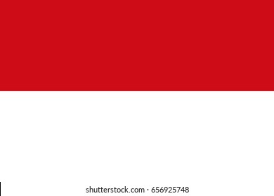 Flag design. Indonesian flag on the white background, isolated flat layout for your designs. Vector illustration.