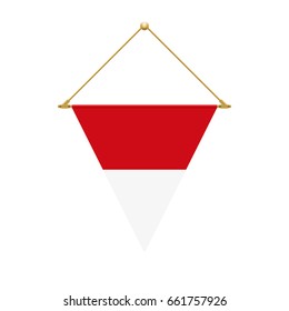 Flag design. Indonesian triangle flag hanging. Isolated template for your designs. Vector illustration.