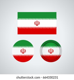Flag design. Iranian flag set. Isolated template for your designs. Vector illustration.