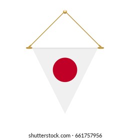 Flag design. Japanese triangle flag hanging. Isolated template for your designs. Vector illustration.