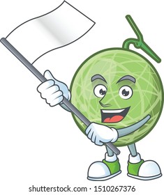 With flag design melon cartoon character for fruit logo.