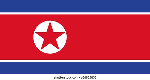 Flag design. North Korean flag on the white background, isolated flat layout for your designs. Vector illustration.