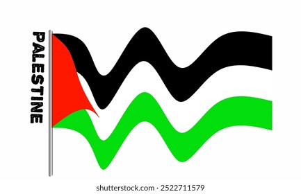 Flag design the palestinian flag will continue to fly forever . white background.