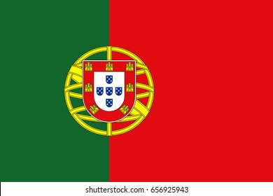 Flag design. Portuguese flag on the white background, isolated flat layout for your designs. Vector illustration.