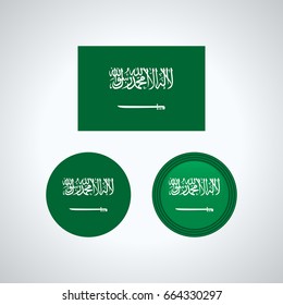 Flag design. Saudi Arabian flag set. Isolated template for your designs. Vector illustration.