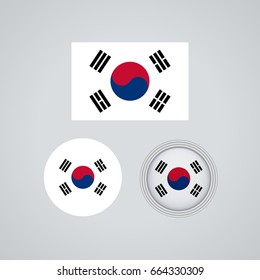 Flag design. South Korean flag set. Isolated template for your designs. Vector illustration.