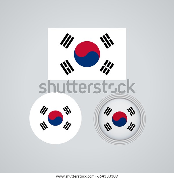 旗のデザイン 韓国国旗セット デザイン用の分離型テンプレート ベクターイラスト のベクター画像素材 ロイヤリティフリー