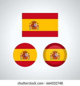 Flag design. Spanish flag set. Isolated template for your designs. Vector illustration.