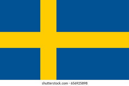 Flag design. Swedish flag on the white background, isolated flat layout for your designs. Vector illustration.