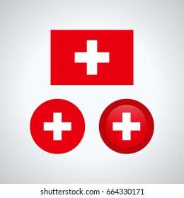 Flag design. Swiss flag set. Isolated template for your designs. Vector illustration.