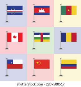 Flag Design Template Cabo Verde Cambodia Cameroon Canada Central African Republic Chad Chile China Colombia