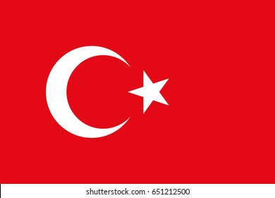 Flag design. Turkish flag on the white background, isolated flat layout for your designs. Vector illustration.