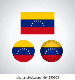 Flag design. Venezuelan flag set. Isolated template for your designs. Vector illustration.
