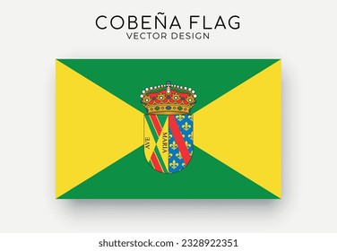 Cobeña flag. Detailed flag on white background. Vector illustration