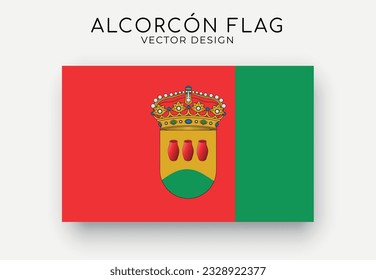 Bandera de Alcorcón. Indicador detallado del fondo blanco. Ilustración del vector