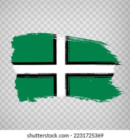 Flag Devon aus Pinselstrichen. Flag Devon auf transparentem Hintergrund für Ihr Design, App, UI.  Vereinigtes Königreich. Stock-Vektorgrafik.  EPS10.